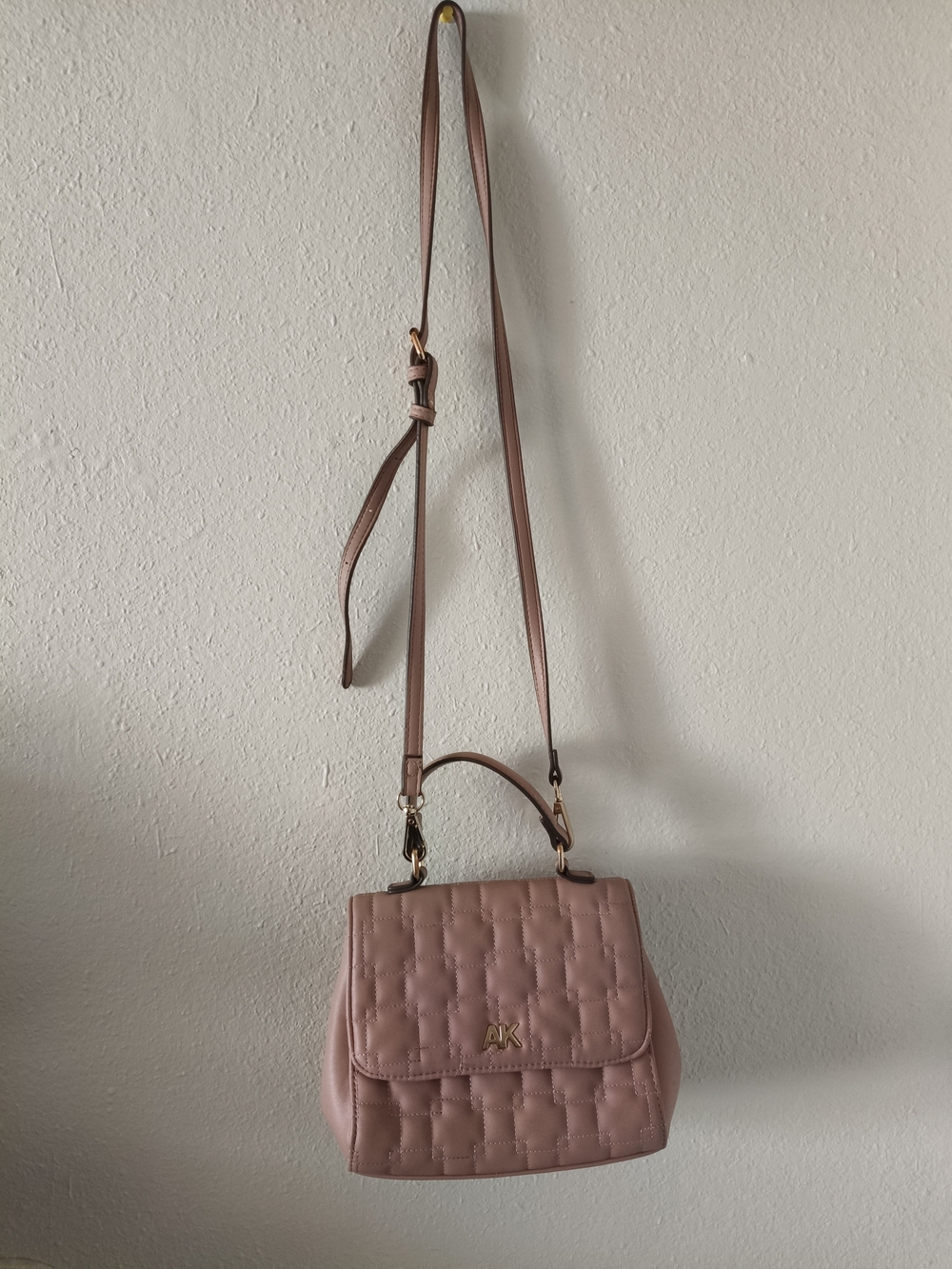 Anne Klein Blush Quilted Crossbody with Top Handle